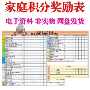 B267家庭积分奖励儿童惩罚积分表小学生儿童自律表可打印电子模板-俊享资料仓