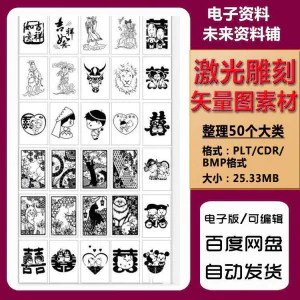 激光雕刻打刻机素材大全刻字图案模板集合plt格式CDR矢量设计文件-俊享资料仓