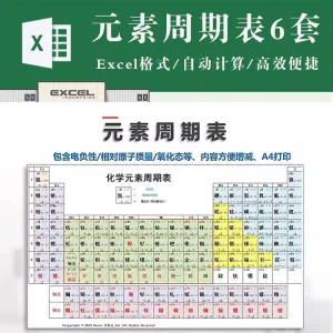 化学元素周期表pdf电子版可打印编辑修改新版高清图片jpg学生素材-俊享资料仓