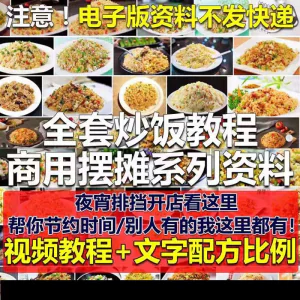 花式炒饭视频教程 泡菜蛋炒饭海鲜盖饭制作 特色小吃配方技术课程-俊享资料仓
