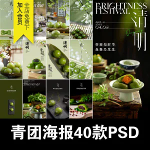 清明青团中式糕点促销摄影实拍照片餐饮食品海报模板PSD设计素材-俊享资料仓
