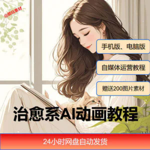 治愈系AI插画动画视频制作教程课程素材自媒体运营小白学习必备-俊享资料仓