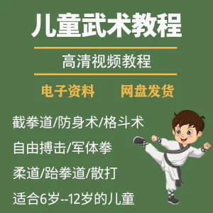 少儿童武术视频教程零基础自学咏春散打擒拿泰拳跆拳道防身术课程-俊享资料仓