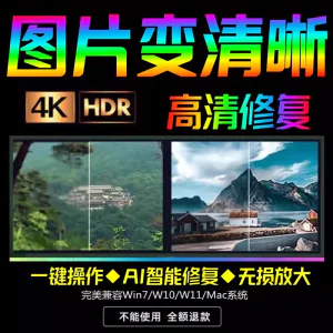 智能AI：图片相片模糊变清晰/高清修复无损放大/黑白上色彩色软件-俊享资料仓