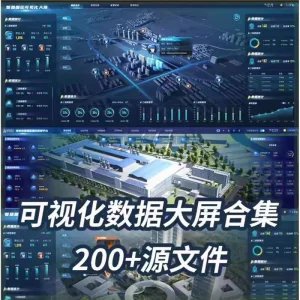 可视化数据大屏设计模板蓝色科技数字孪生设计素材UI界面PSD文件-俊享资料仓