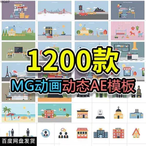 MG动画AE模板源文件脚本卡通动态视频制作扁平化场景动画包素材-俊享资料仓