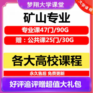 大学矿山专业视频教程矿山机械边坡工程 采矿72门自学课程赠PPT-俊享资料仓