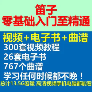 竹笛初学者曲谱入门课程笛零基础视频教学自零基础演奏电子版吹笛-俊享资料仓