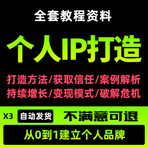 个人IP打造教程如何快速打造个人IP社交品牌定位训练营资料大全新-俊享资料仓