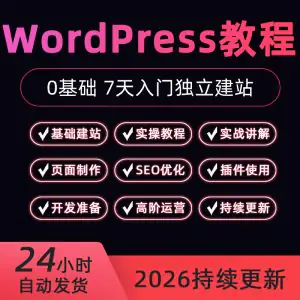 Wordpress建站全套指南视频教程新手外贸独立站搭建入门到精通课-俊享资料仓