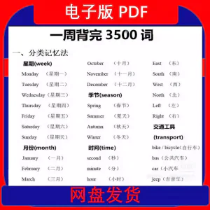 7天背完3500词单词中英文分类可以快速记忆英语学霸词根词缀-俊享资料仓